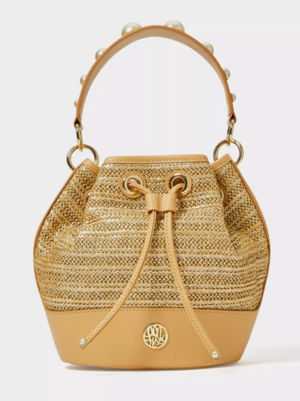 NEW - Lilly Pulitzer Cream and Tan Woven Bucket Bag